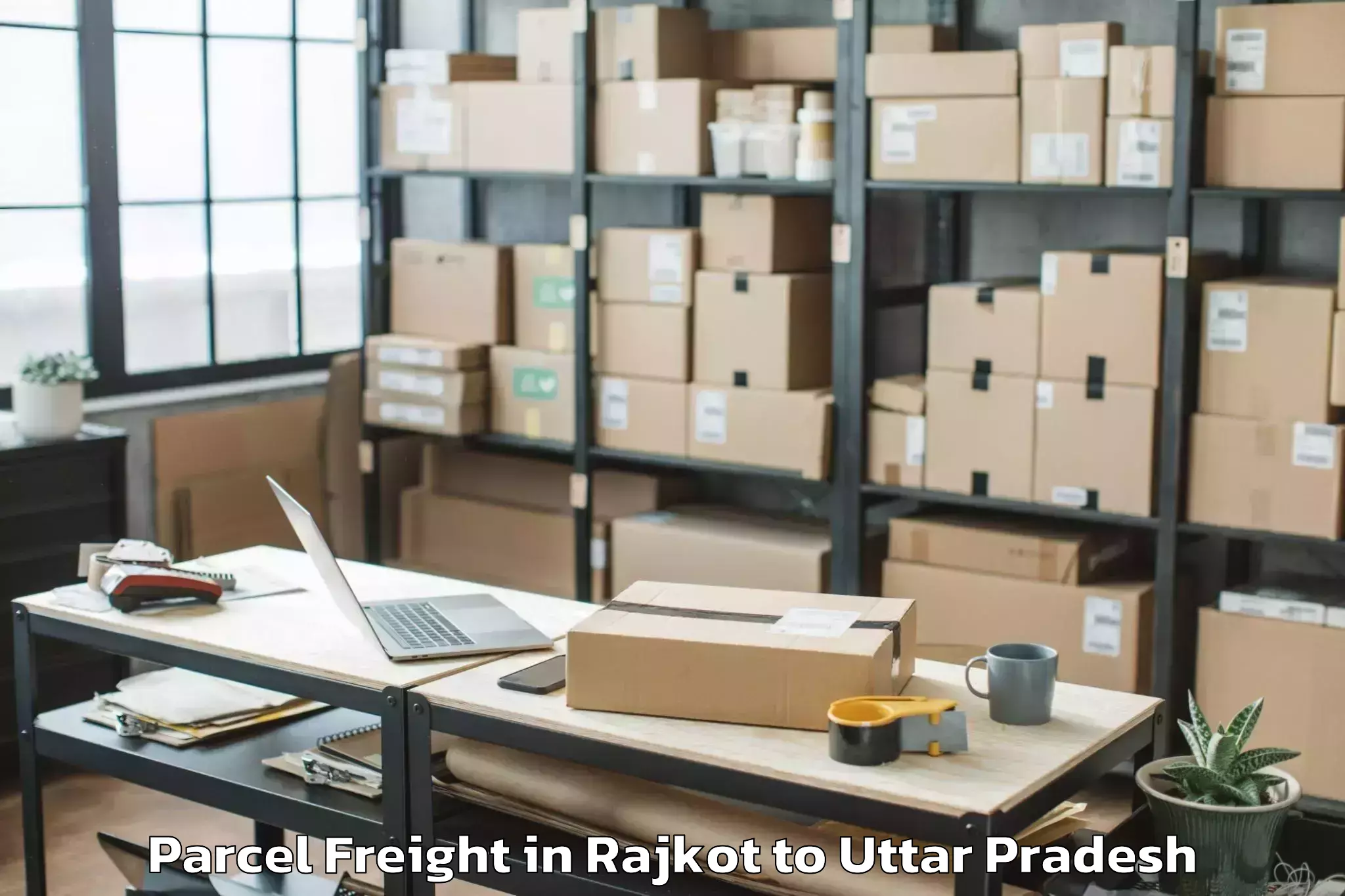 Reliable Rajkot to Gardens Galleria Lucknow Parcel Freight